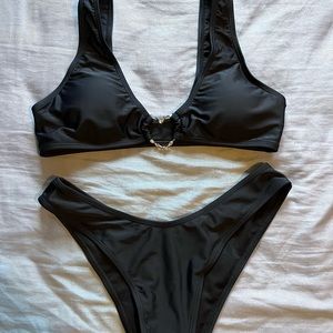 SHIEN black, heart ring bikini set